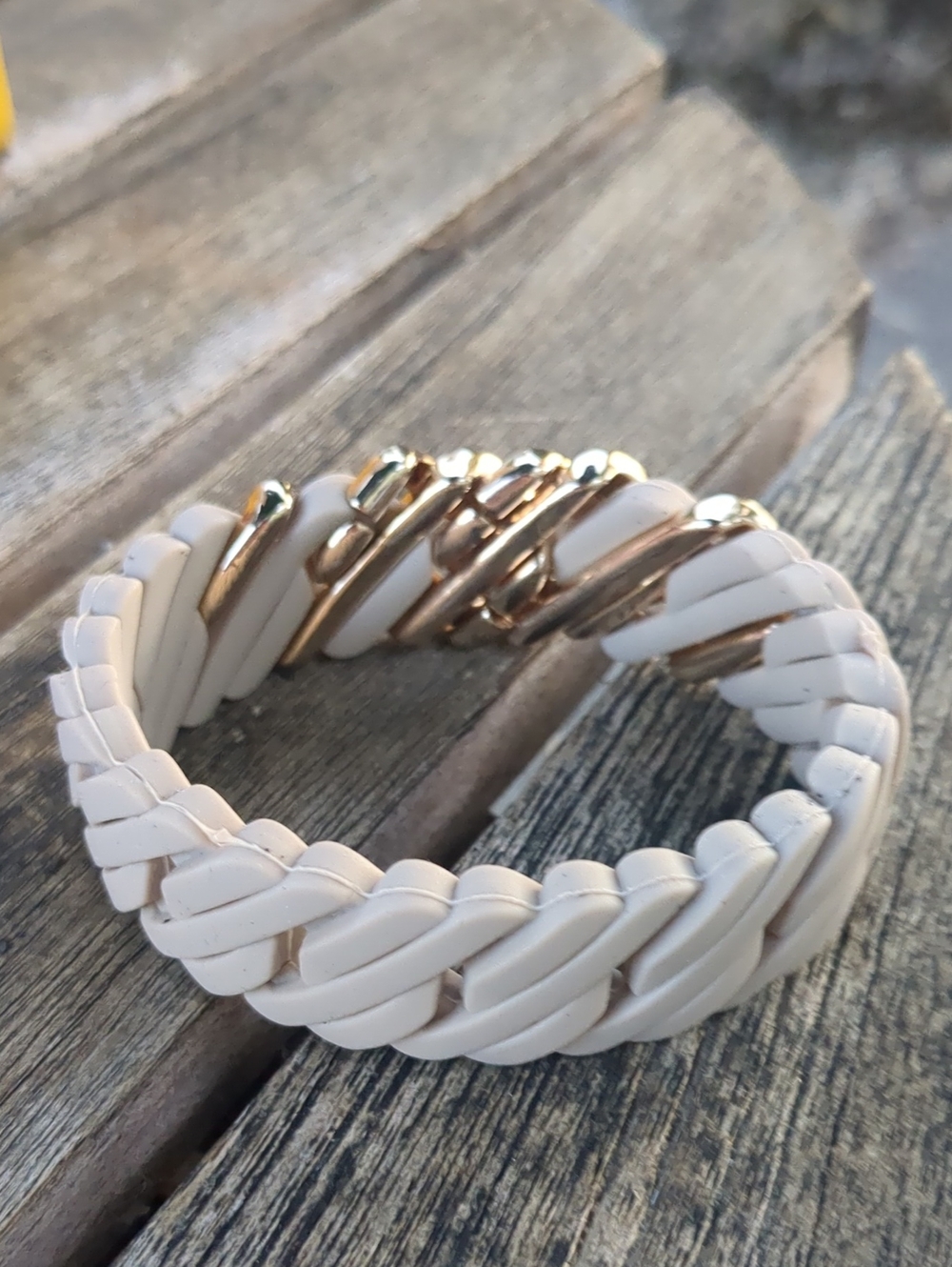 × Silicone Braided with Gold Link Bracelet